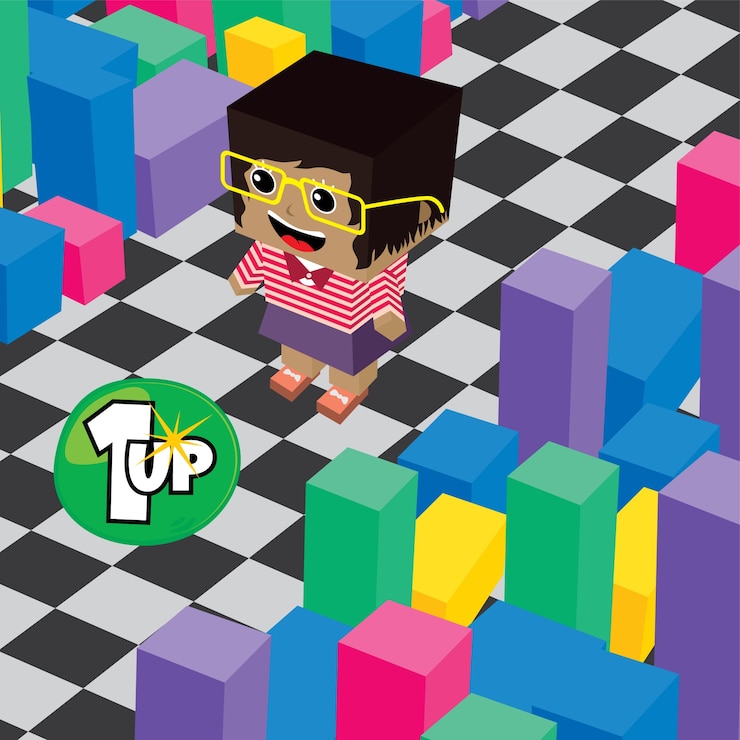 Vector geek boy invasion video juego activo isométrica