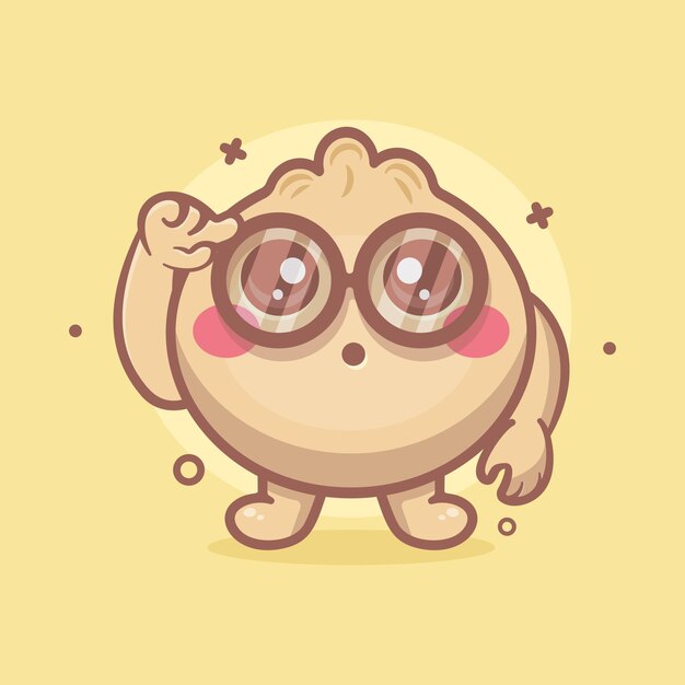 Geek dim sum personaje de comida mascota con expresión pensante dibujos animados aislados