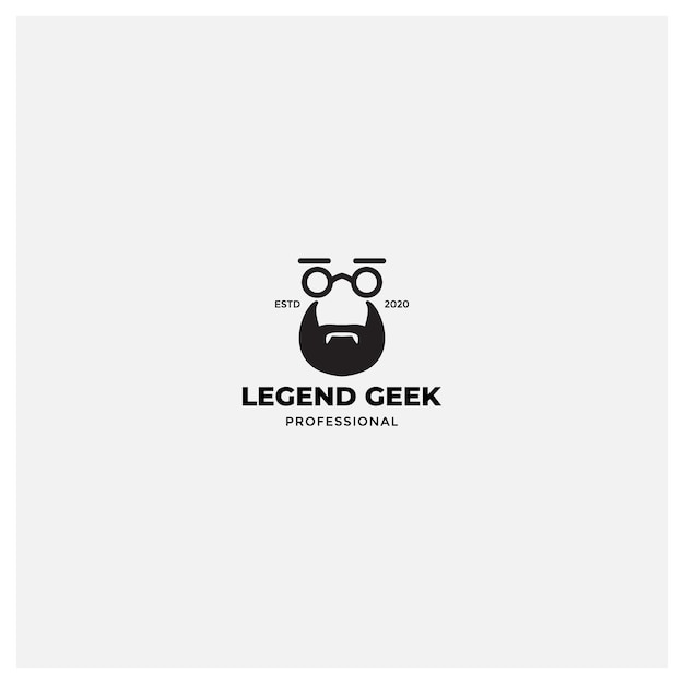 Geek inteligente de hombre con diseño de logotipo de mascota de icono de barba