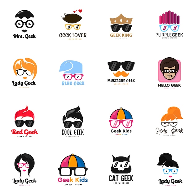 Geek logo set