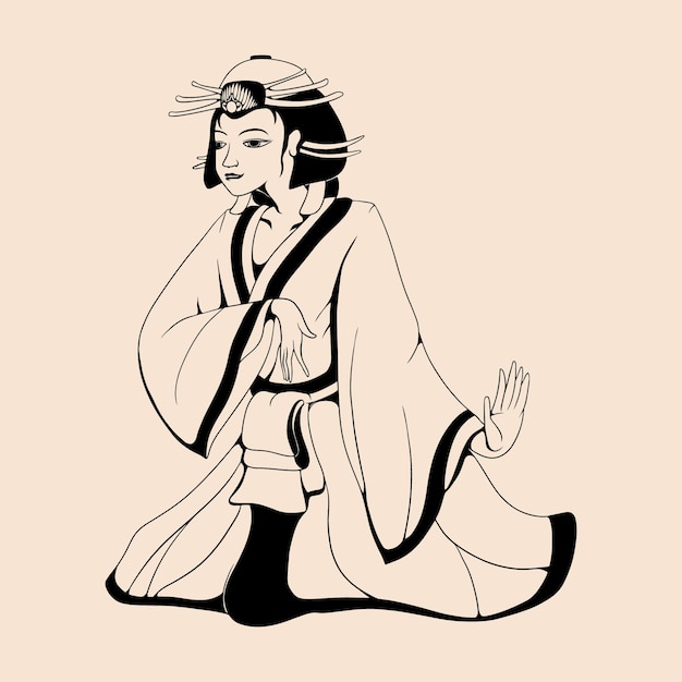 Geisha japonesa ilustración vector esquema arte