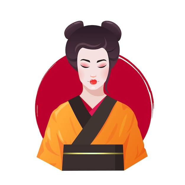 Geisha japonesa en kimono tradicional