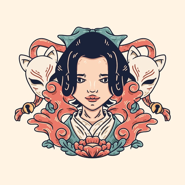 Geisha y kitsune