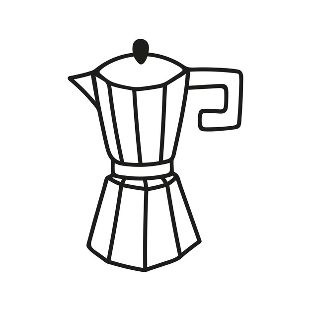 Gejero italiano dibujado a mano cafetera de café máquina de espresso utensilios de cocina ilustraciones garabateadas
