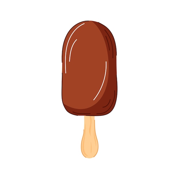 Gelado de chocolate suave al estilo de dibujos animados aislado sobre un fondo blanco perfecto para el verano