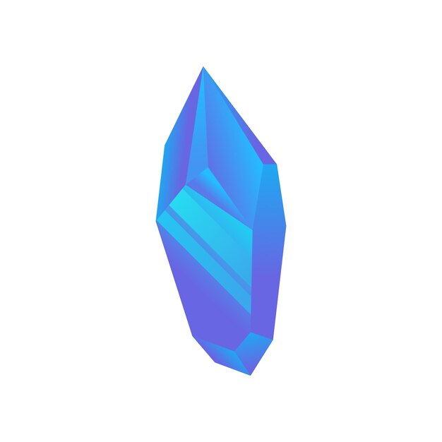 Gema de cristal mineral azul, piedra preciosa o piedra semipreciosa vector Ilustración aislada sobre un fondo blanco