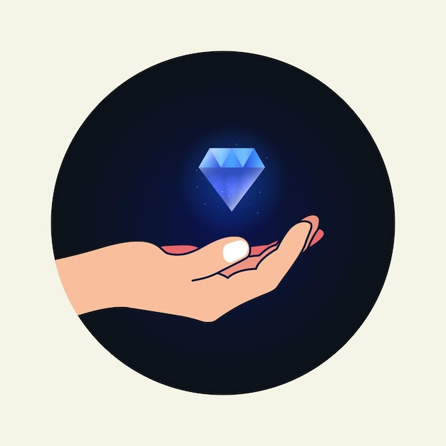 Gema de diamante en la ilustración de vector de icono de mano