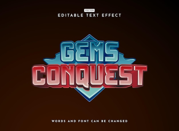 las gemas brillantes modernas la conquista de los bloques el juego lúdico el efecto de texto del logotipo