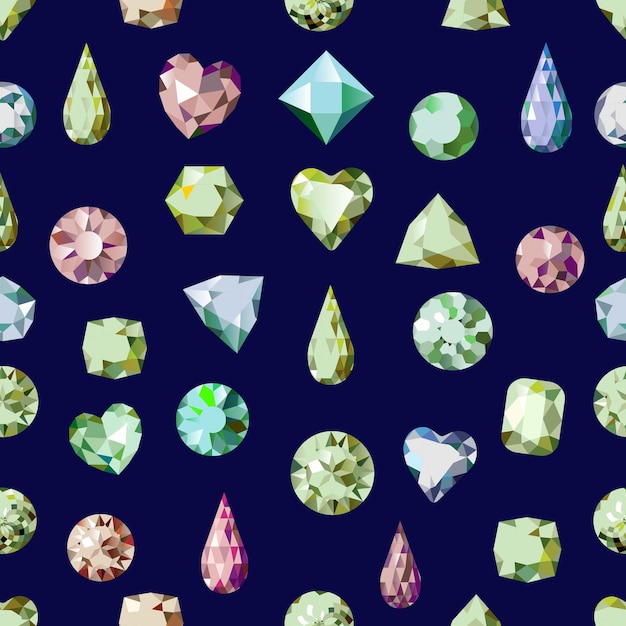 Gemas Diferentes cortes de piedras Diamantes Patrón sin fisuras