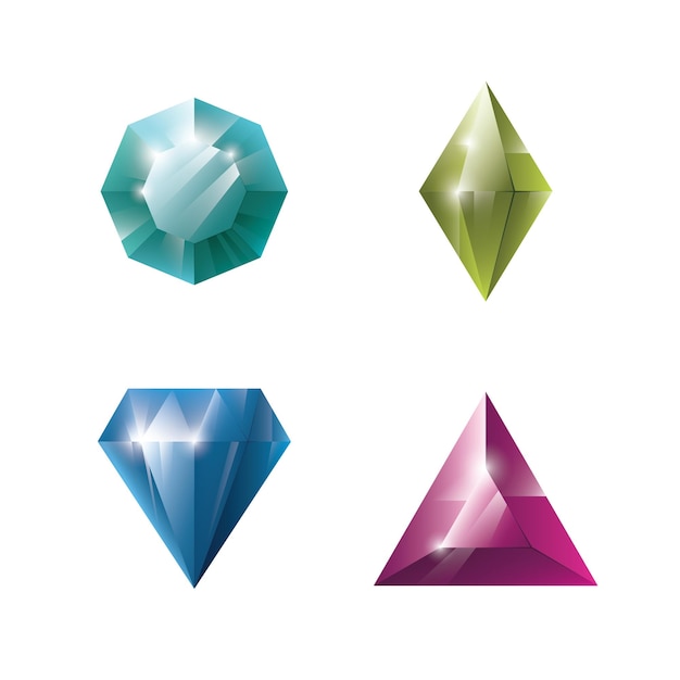 Gemas y joyas conjunto ilustración vectorial