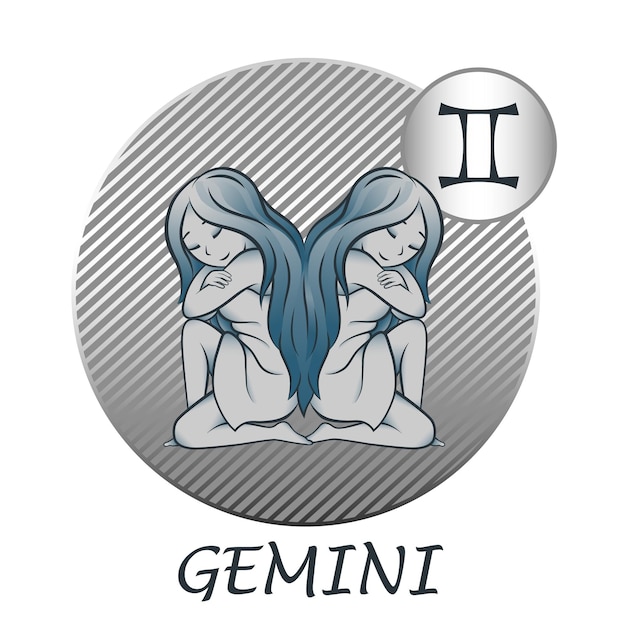 Géminis el signo del zodiaco. estilo de dibujos animados Icono de horóscopo astrológico.