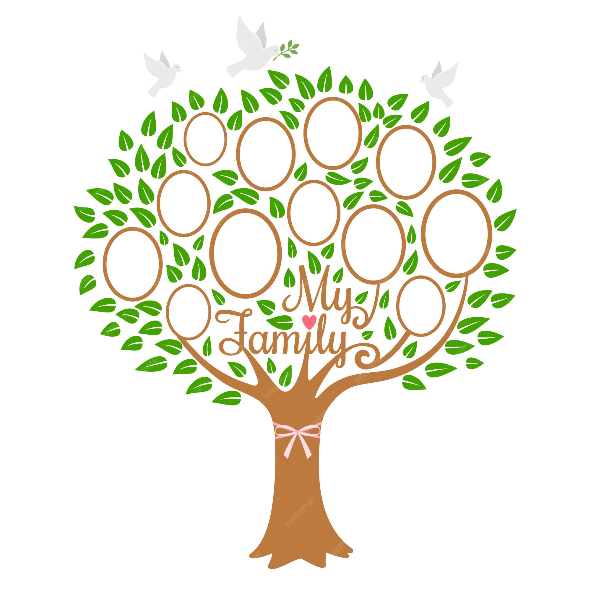 Generación de árboles genealógicos, árbol genealógico con lugar para fotos  | Vector Premium