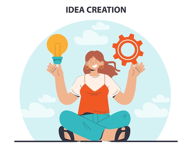 Generación de una idea creativa o solución de negocio en una lluvia de ideas