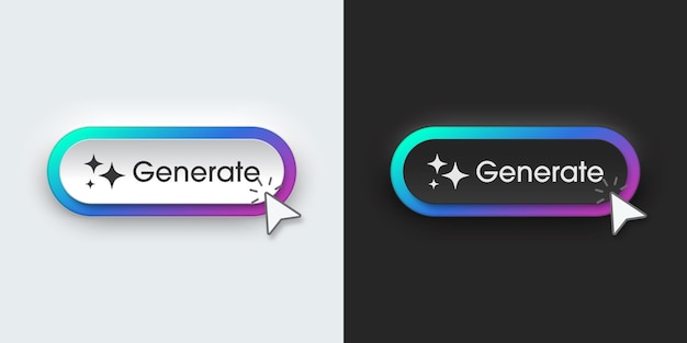 Generar botón de IA Barra Neumórfica Inteligencia artificial y concepto de tecnología de aprendizaje automático La IA entra por mensaje de comando para generar ideas Ilustración vectorial de estilo Neumorfismo