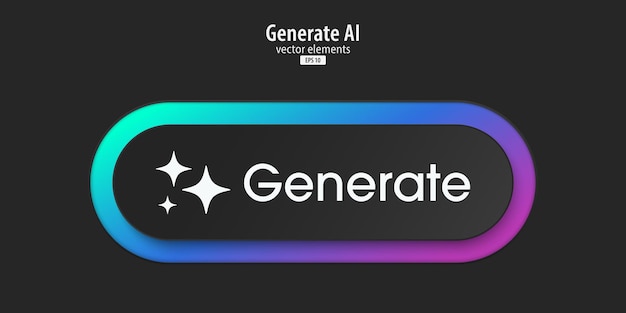 Generar botón de IA Barra Neumórfica Inteligencia artificial y concepto de tecnología de aprendizaje automático La IA entra por mensaje de comando para generar ideas Ilustración vectorial de estilo Neumorfismo
