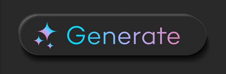 Vector generate ai button user interface black color artificial intelligence button trendy neumorphic style for ui ux element app website