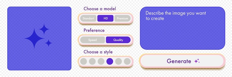 Vector generate ai image user interface with tools button window for promt text ioslated on background artificial intelligence buttons trendy neumorphic for ui ux element app website vector