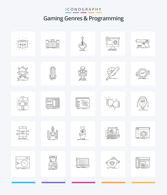 Géneros de juegos creativos y programación paquete de iconos de 25 esquemas como función de comando fortress stick gaming