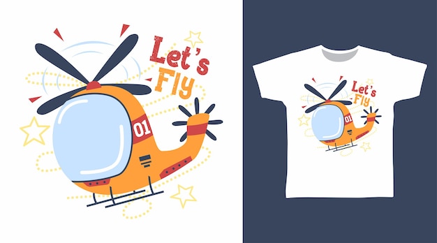 Genial concepto de diseño de camiseta de helicóptero