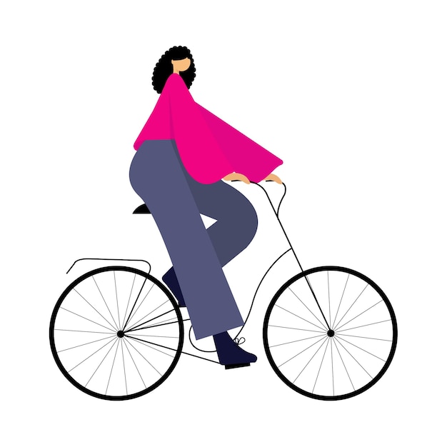 Genial diseño de personajes vectoriales en mujeres jóvenes adultas montando en bicicleta.