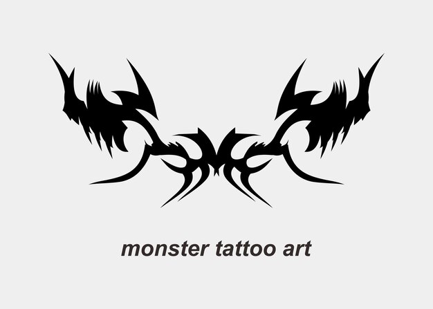 Genial diseño de tatuaje de cuerno de monstruo negro