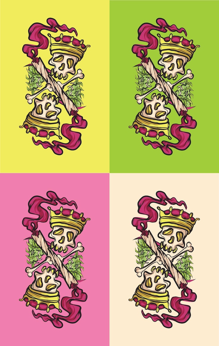 Vector genial ilustración de calavera para calcomanías de camisetas o prendas de vestir con estilo pop moderno