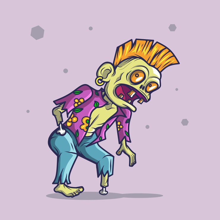 Vector genial ilustración de personaje zombie no-muerto