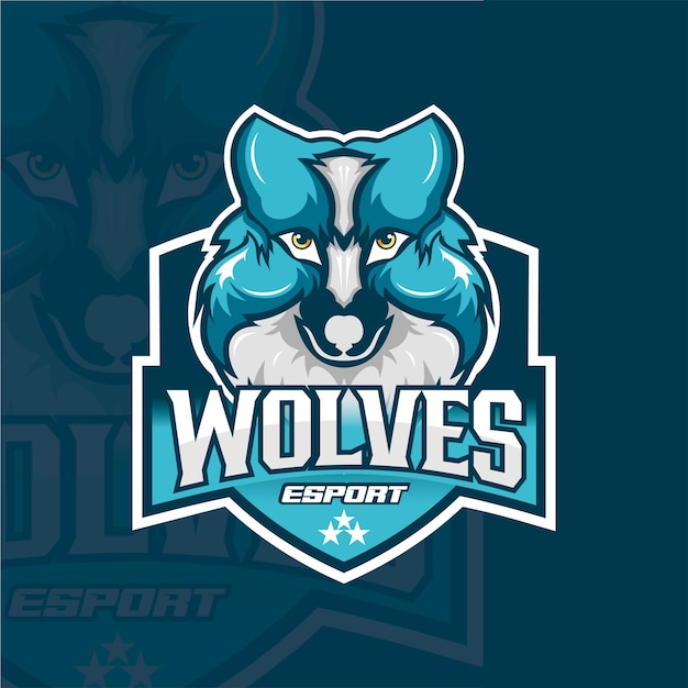 genial logotipo de la mascota del lobo esport