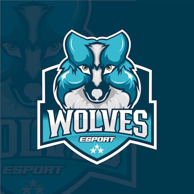 Genial logotipo de la mascota del lobo esport