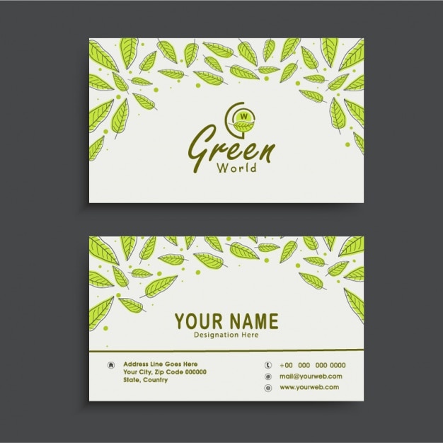Vector genial tarjeta de visita con hojas verdes