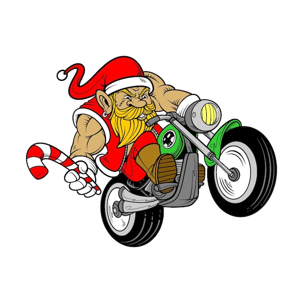 Genial tema de motociclista de santa claus para navidad