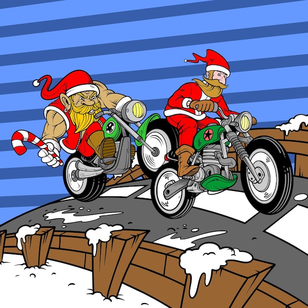 genial tema de motociclista de santa claus para navidad