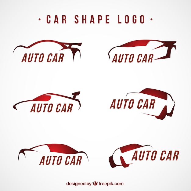 Vector geniales logos de coches en tonos rojos