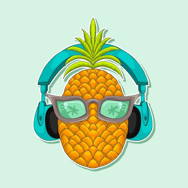 Vector los geniales personajes de piña disfrutan de los acordes de la canción.