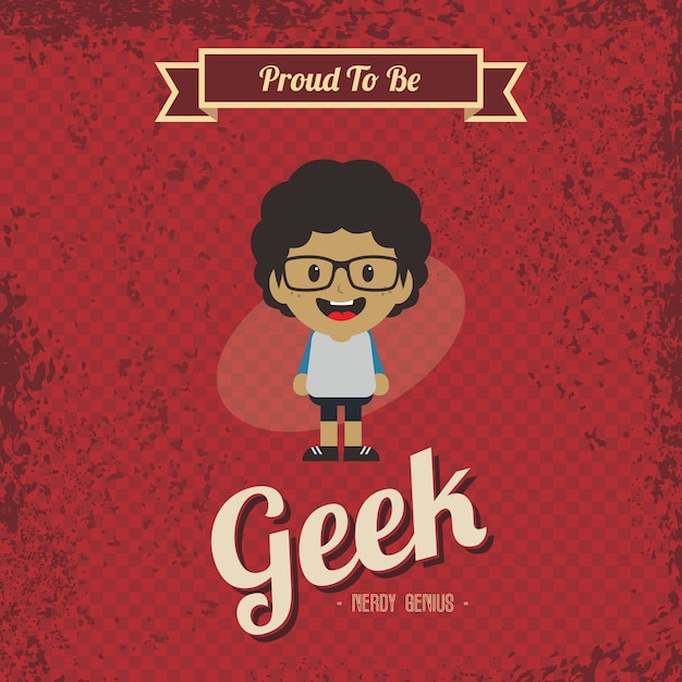 Genio geek dibujos animados retro