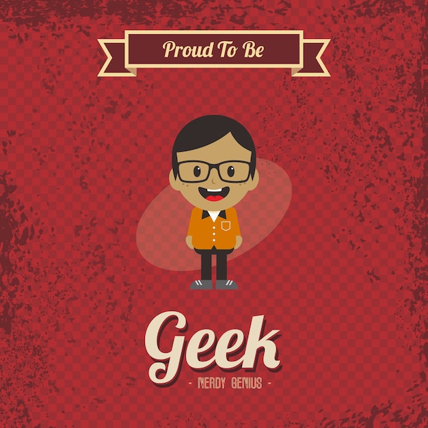 Genio geek dibujos animados retro