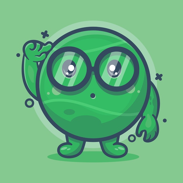 genio mascota de personaje de pelota de tenis con gesto de pensamiento dibujos animados aislados en diseño de estilo plano
