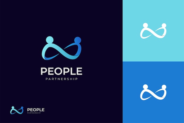 Gente abstracta diseño de íconos de logotipo de amistad con símbolo gráfico infinito creativo modelo de diseño de logotipo elemento para diseño de iconos de logotipio de asociación