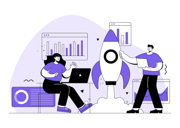 La gente analiza los datos de la empresa La creación de negocios Lanzamiento de nuevos proyectos empresariales Emprendimiento