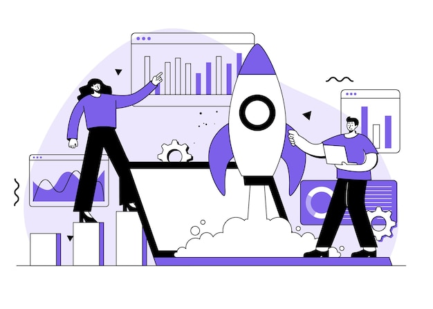 La gente analiza los datos de la empresa La creación de negocios Lanzamiento de nuevos proyectos empresariales Emprendimiento