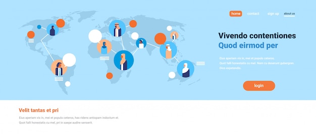 gente árabe en el mapa del mundo burbujas de chat comunicación global equipo árabe