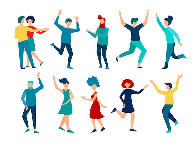 Gente bailando amigos felices en la fiesta ilustración vectorial