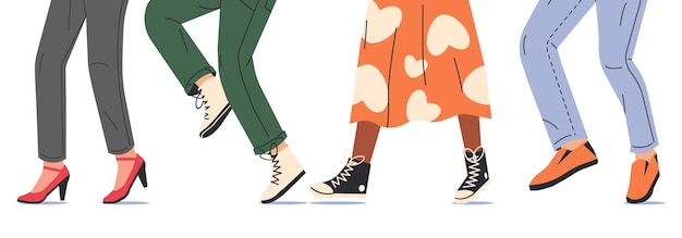 La gente camina con zapatos modernos