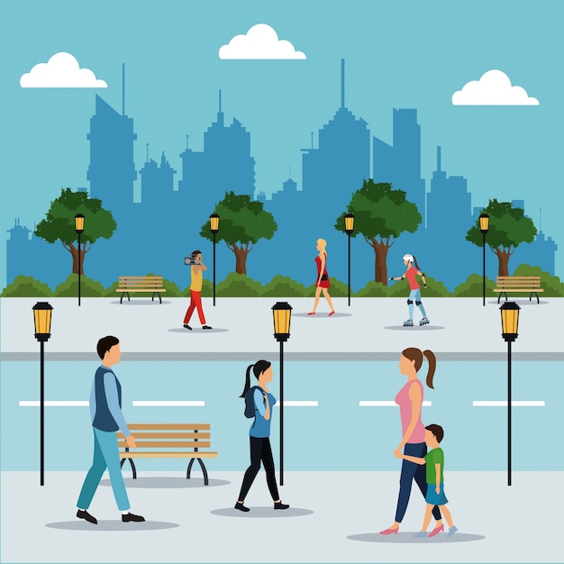 Gente caminando en la ciudad de la calle