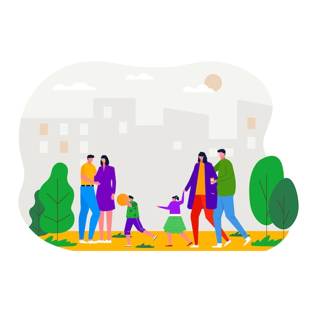 Gente caminando en el parque.