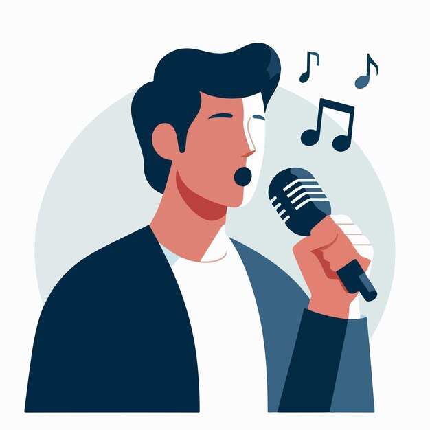 Vector la gente está cantando en un estilo de diseño plano