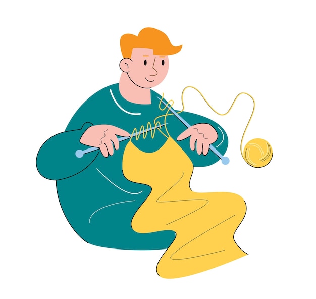 gente de carácter tejiendo ilustración vectorial
