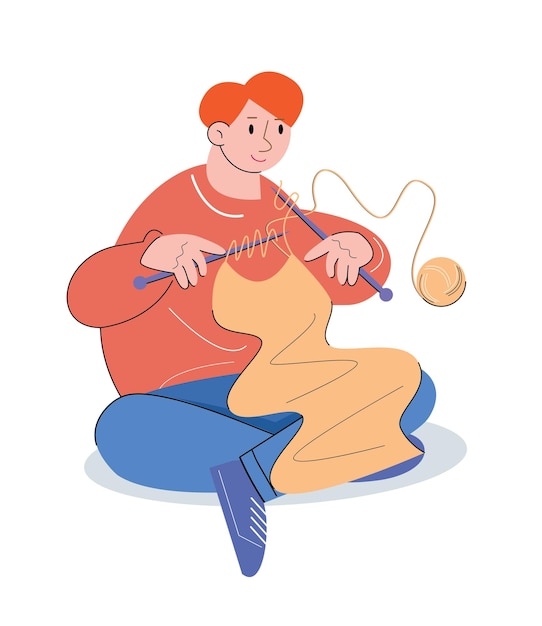 gente de carácter tejiendo ilustración vectorial