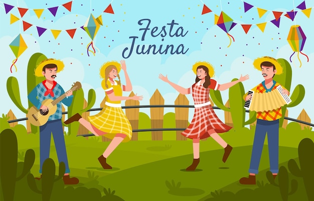 La gente celebra la fiesta de Junina