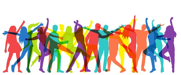 Gente celebrando el vector de diseño de silueta de baile aislado